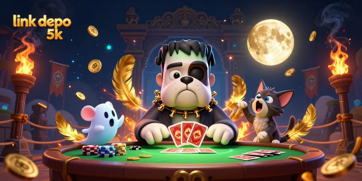 Engage with link depo 5k by enjoying thrilling casino games featuring a cartoon bulldog monster dealer.
