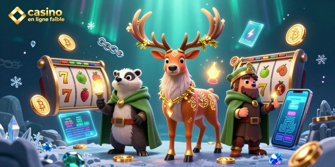 Jouez au casino en ligne fiable avec cette illustration captivante mettant en scène un cerf druide et un blaireau.
