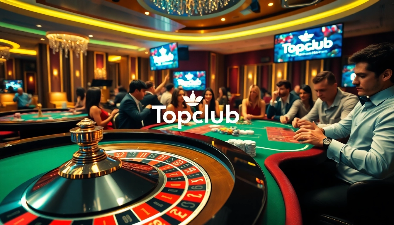 Players celebrating wins at the luxurious games of https://topclub.site/, featuring poker chips, roulette, and vibrant casino atmosphere.