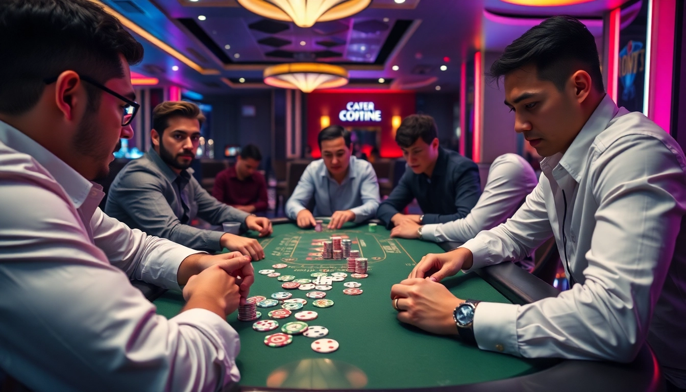 Permainan Domino88 poker game yang intens dalam suasana kasino yang mewah.