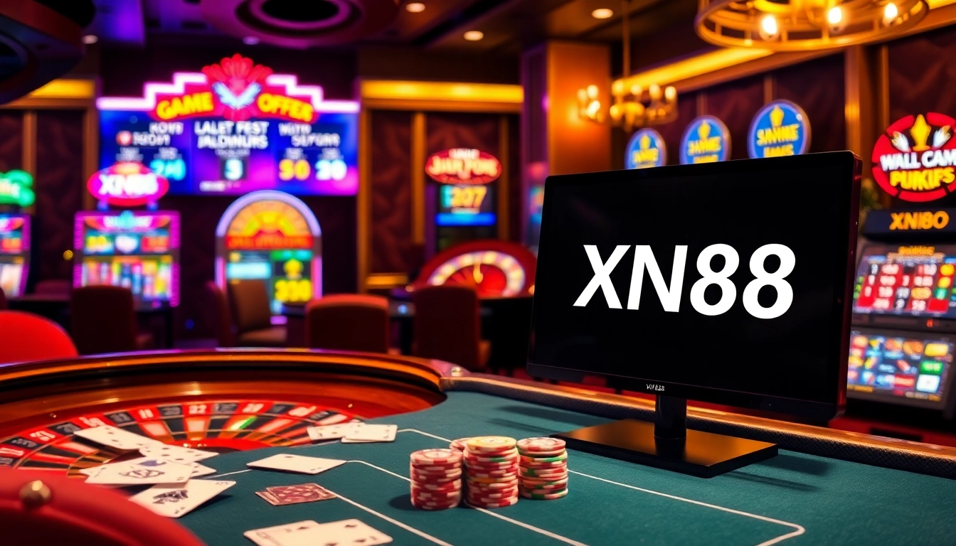 Experience the excitement of XN88 with vibrant poker tables and spinning roulette wheels.