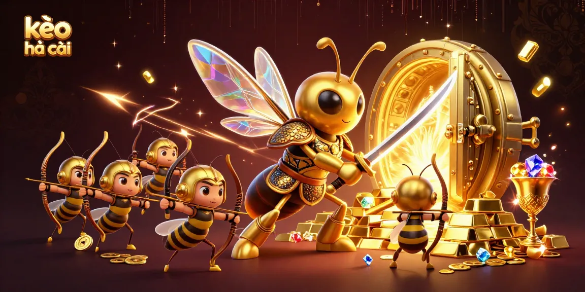 Engage in kèo nhà cái with a vibrant 3D scene of samurai hornet and treasure elements.