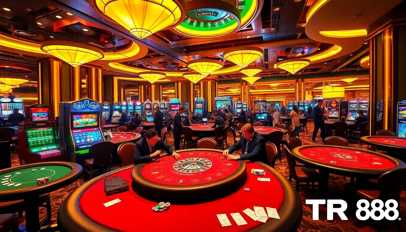 Players engaged in high-stakes poker at the casino, showcasing TR88's thrilling atmosphere.