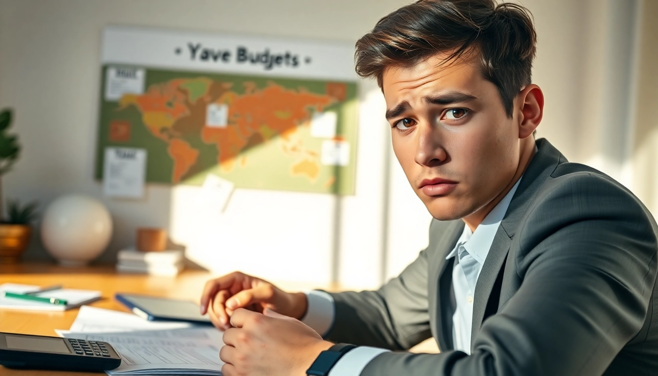 Young adult pondering the long-term consequences of not learning to save money amidst financial documents.