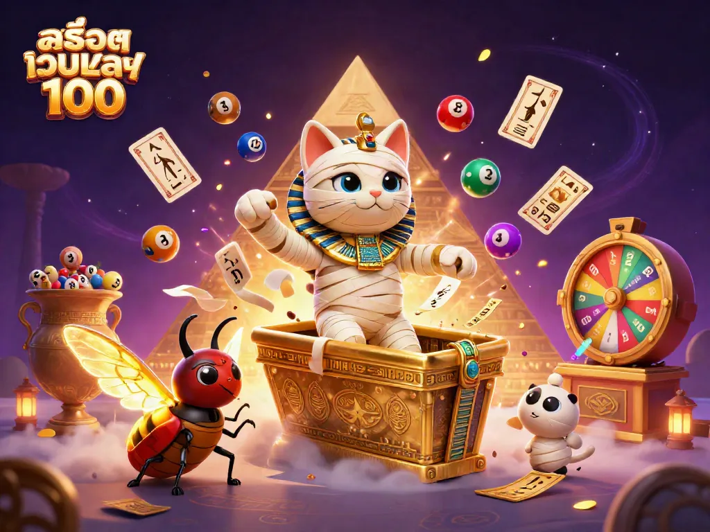 เล่นสล็อตเว็บตรง100 อย่างสนุกสนานกับการ์ตูนที่มีแมวมัมมี่และแมลงปีกแข็ง