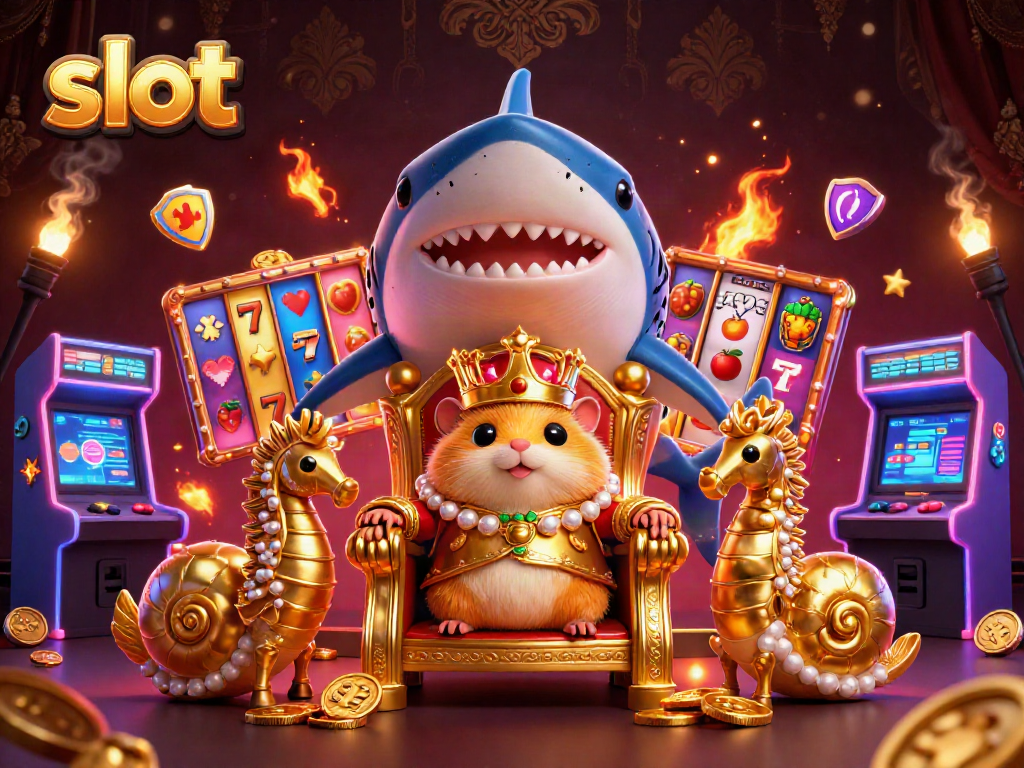 Engage with exciting slot machines amidst a cartoon fantasy with a golden hamster king.