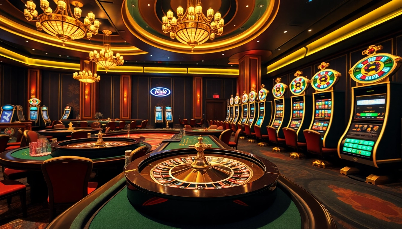 Engaging sbobet link alternatif gambling scene with luxurious casino tables and vibrant online betting interfaces.