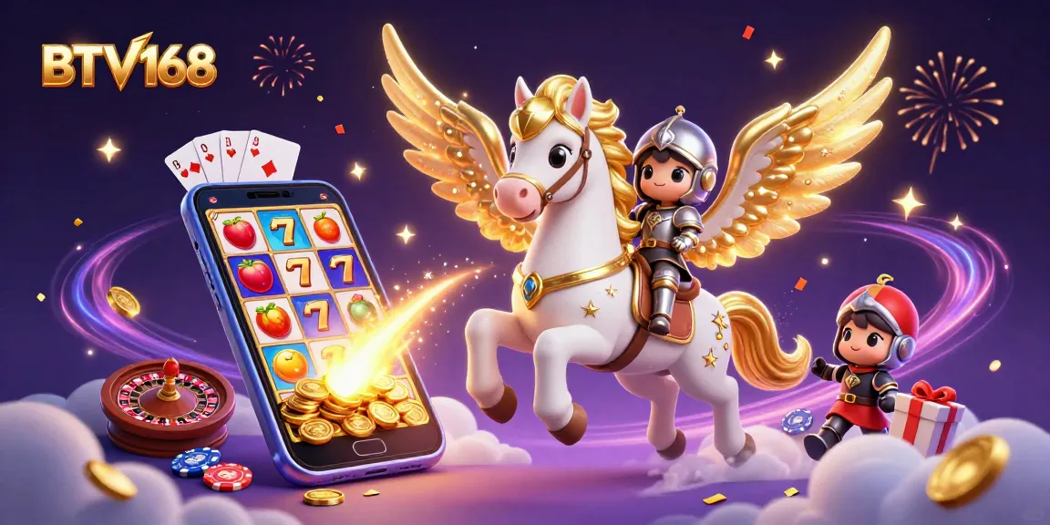 Spin the reels and win big with BTV168 in this vibrant 3D casino illustration.