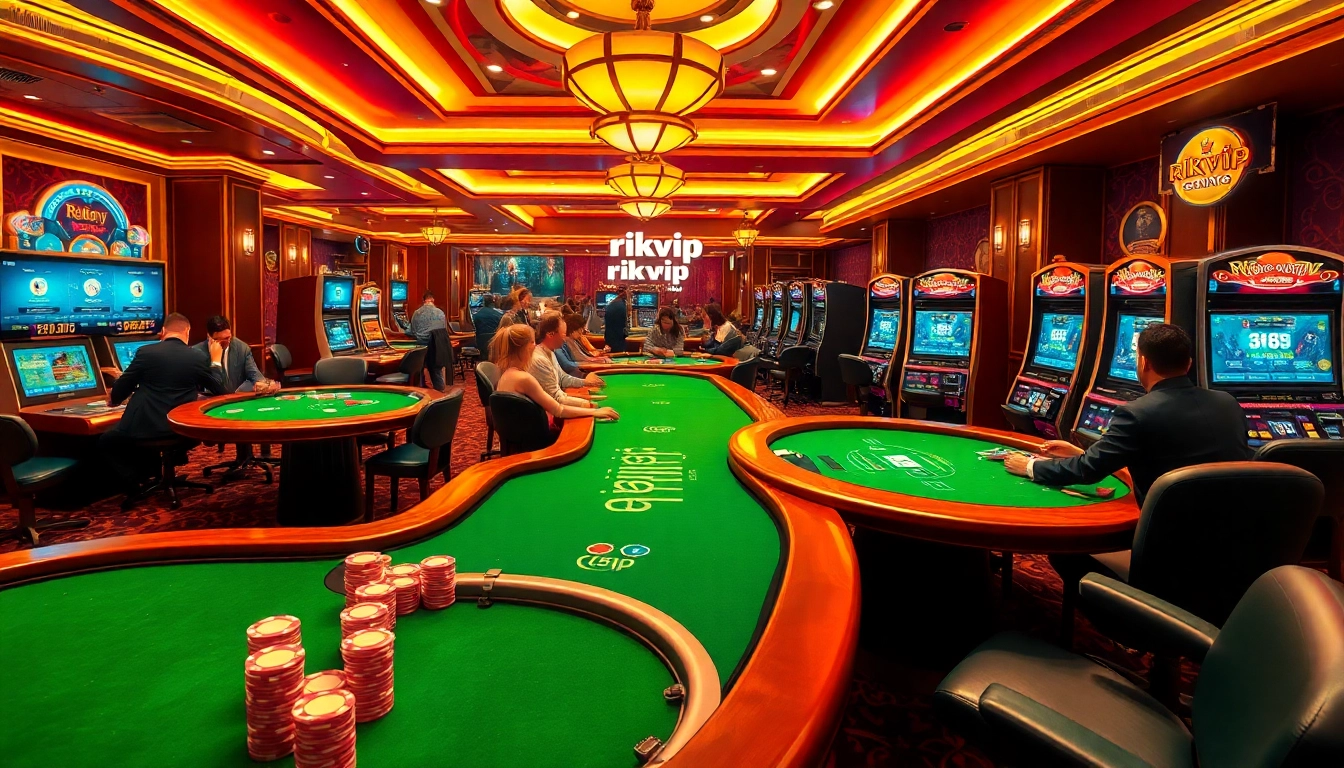 Experience the thrill of rich rikvip gaming with excited players at vibrant casino tables.