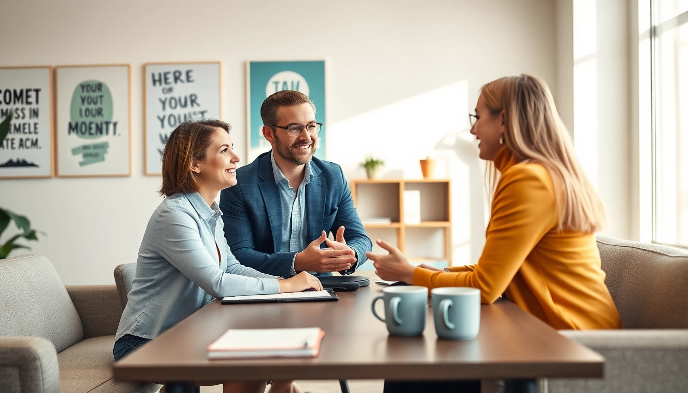Engaging scene of a business coach California advising a client in a professional office.