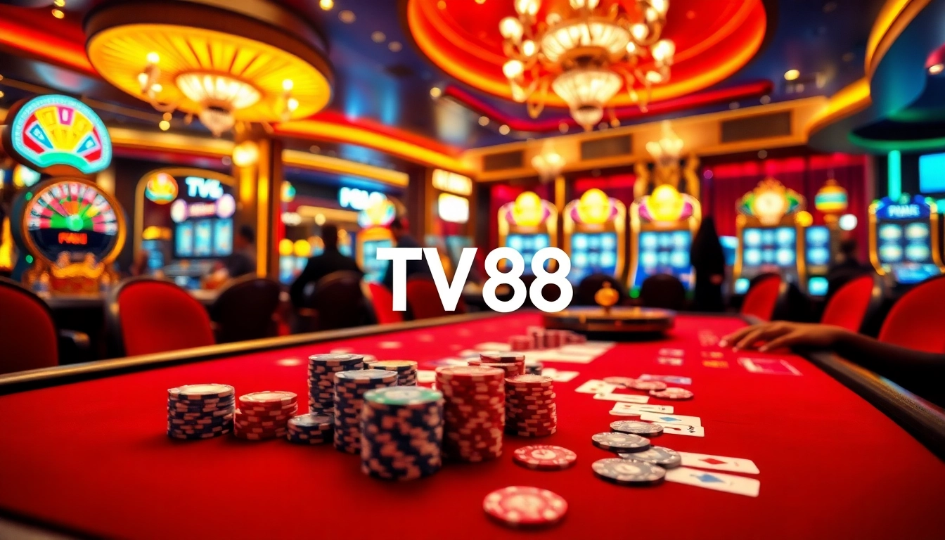 Experience the thrill of winning with TV88 at a vibrant casino gaming table.