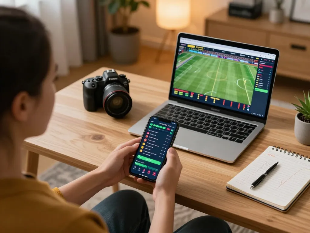 nhandinhkeonhacai user analyzing sports betting options on smartphone during live match