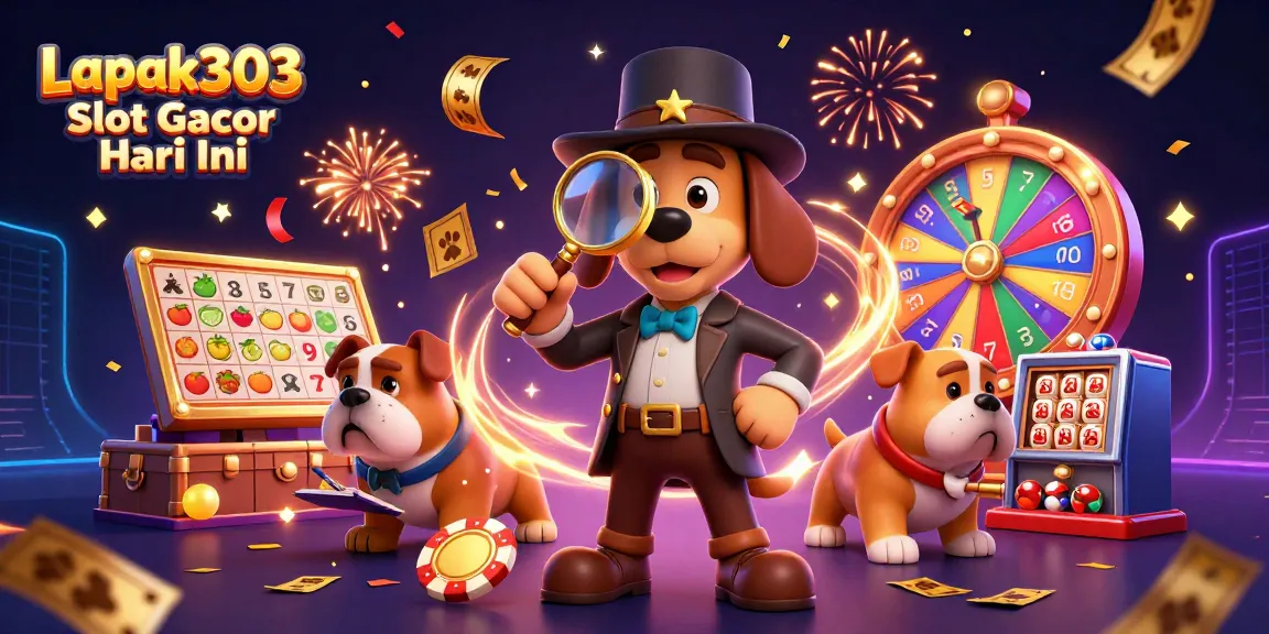 Play and win with Lapak303 Slot Gacor Hari Ini featuring vibrant slots and whimsical characters.