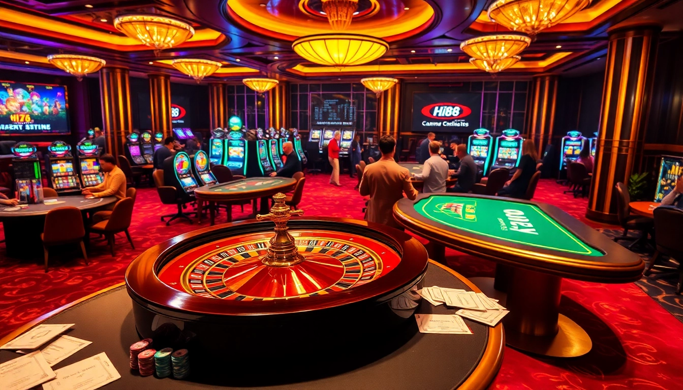 Experience the thrill of gambling at Hi88 with vibrant casino visuals and exciting gameplay.