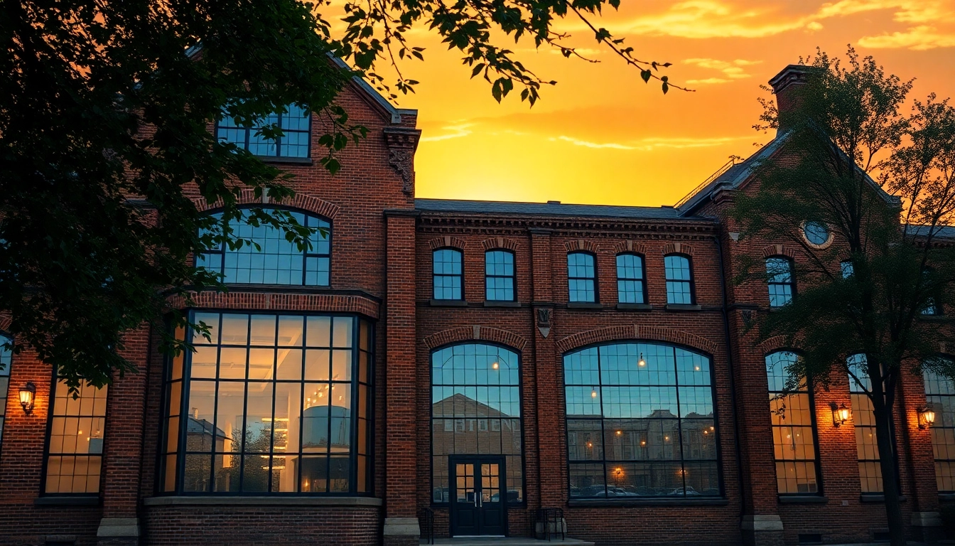Experience the historical essence of Old Knows Factory amidst a vibrant sunset, showcasing its architectural beauty.