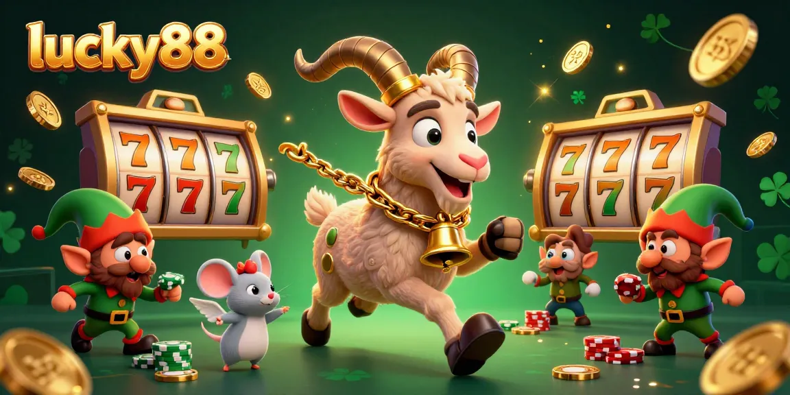 Spin and win at lucky88 with festive characters in a vibrant casino scene full of excitement.