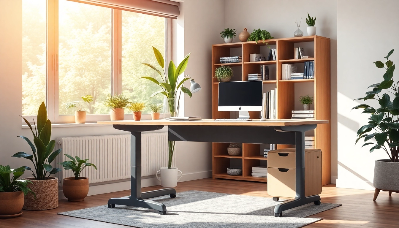 Stylish student desk designed for study efficiency with storage solutions and natural light.