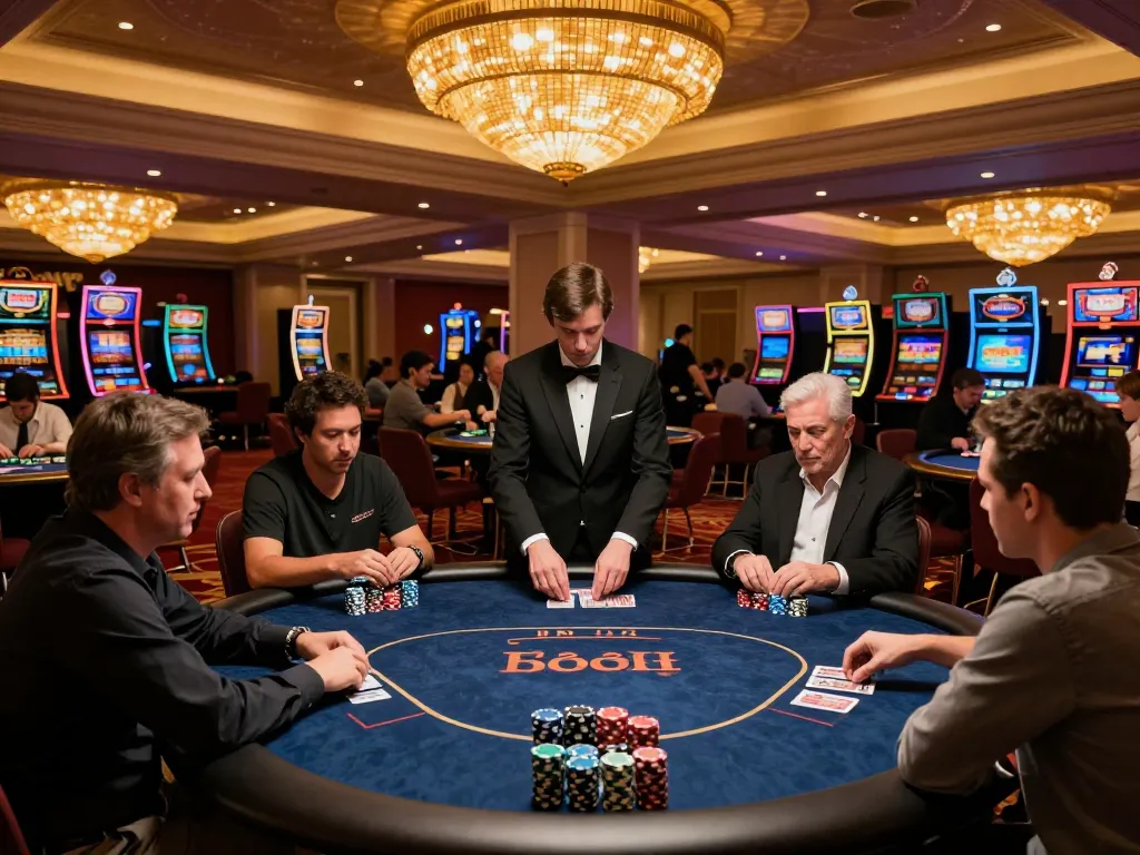 Experience exhilarating gameplay at five 88 poker tables in a luxurious Vegas casino.