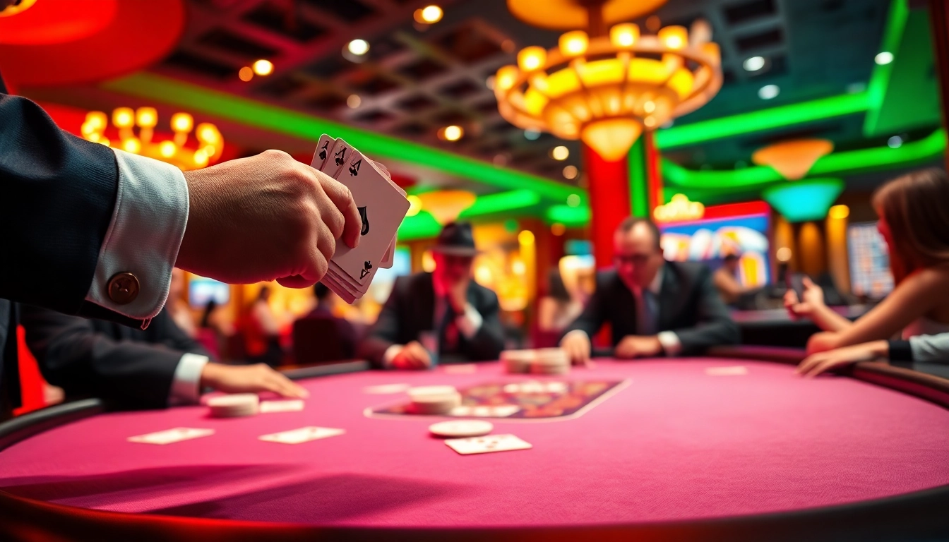 Permainan kasino Pakde4D dengan dealer kartu beraksi di meja poker.