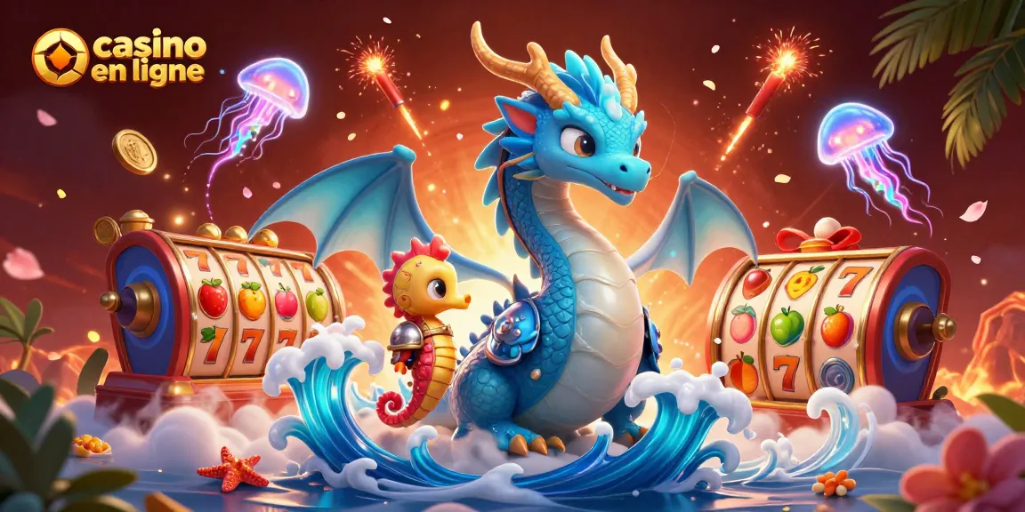 Jouez à un casino en ligne avec un dragon et un chevalier dans un décor vibrant de jeux.