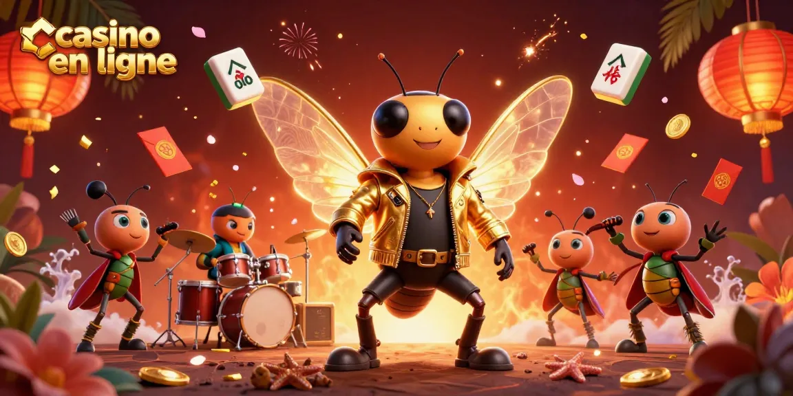 Profitez des jeux au casino en ligne avec une scène dynamique de personnages cartoon animés.