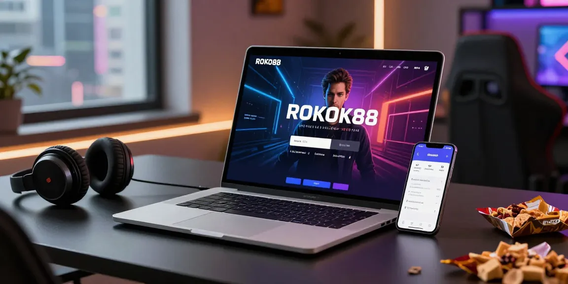 Engaging ROKOK88 premium member login interface displayed on a cozy modern gaming setup.