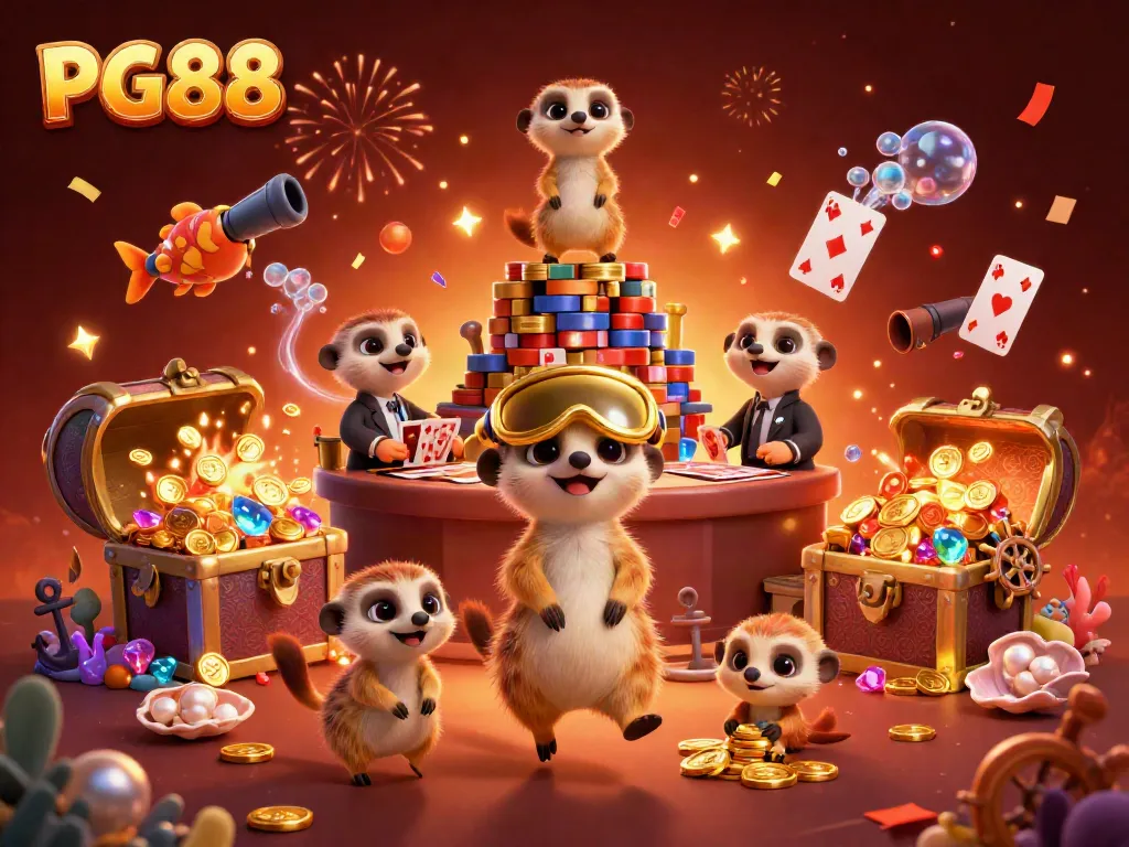 Experience the excitement of PG88 as meerkats run a vibrant casino operation filled with dazzling treasures and games.