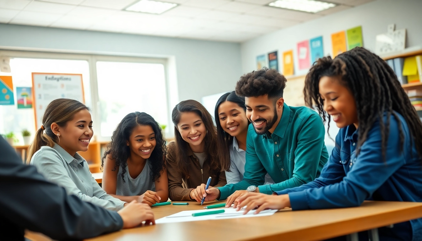 Engaged students collaborating in a classroom on Education activities, fostering teamwork and creativity.