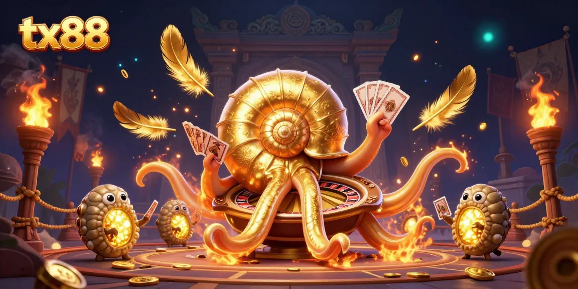 Experience the excitement of tx88 with a colorful ancient casino illustration featuring a roulette wheel and glowing coins.