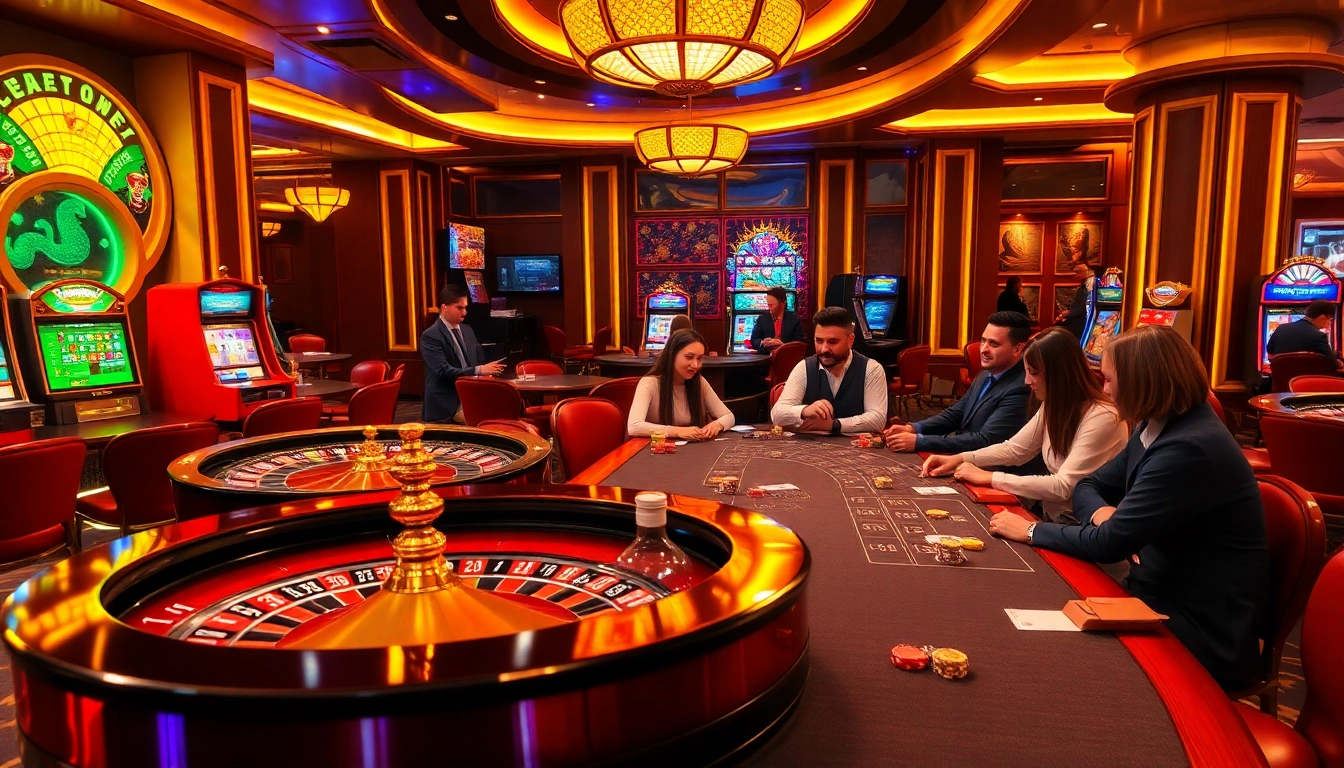 Rasakan sensasi Datuk Win di kasino mewah, menampilkan pemain yang bersemangat di meja poker.