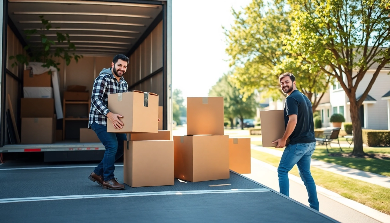 Movers hardeeville efficiently transporting boxes in a sunny neighborhood.