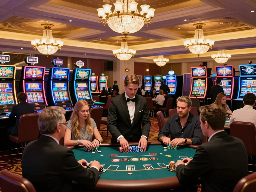 Engaged players enjoying vibrant gameplay at LC88 casino, showcasing strategic poker and lively slots.