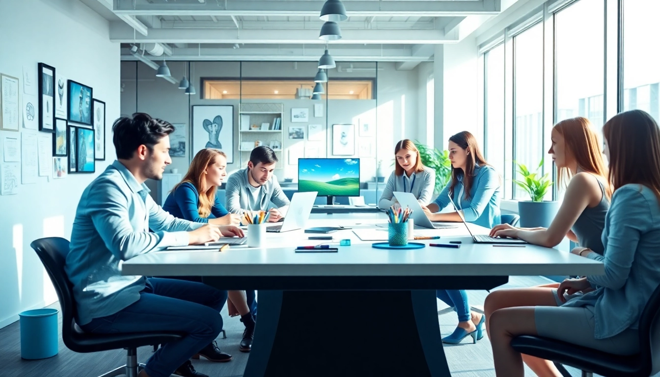 Webdesign-Agentur-Team arbeitet innovativ und kreativ an einem Projekt.