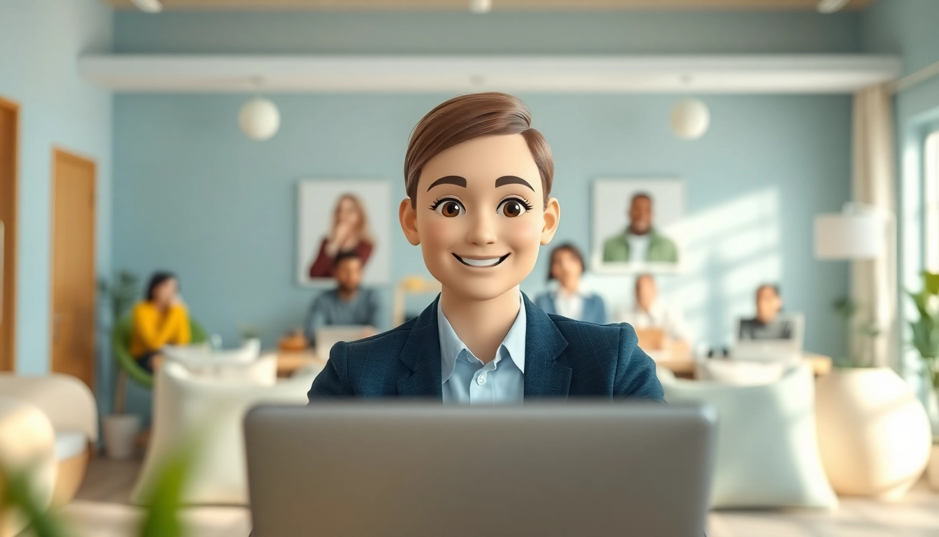 Engaging AI Therapist offering support in a serene virtual setting.