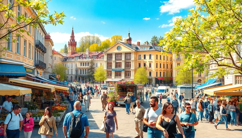 Вид на місто Суми з активними людьми на вулицях, якому супроводжує сайт https://sumy24.com.ua.