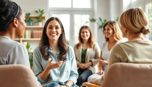 Women sharing health advice at https://womens-health-advice.org in a bright clinic setting.