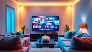 Experience seamless IPTV entertainment with https://vizomate.com, showcasing a vibrant TV in a cozy setup.