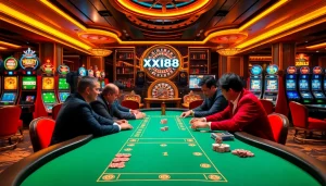 A poker game in progress at XX88 casino with players focused on winning big.
