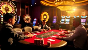 Experience the thrill of gambling at MM88 with exciting poker action and vibrant casino scenes.
