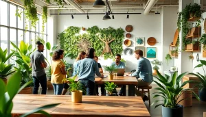 Sustainability-focused collaboration at https://www.unsustainablemagazine.com with diverse participants in an eco-friendly workspace.