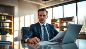 Capable South Dakota car accident lawyer consulting with a client in a modern office setting.