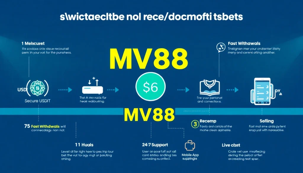 Experience the MV88 platform's secure online betting features, showcasing fast USDT transactions and 24/7 support.