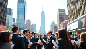 Engaged job seekers exploring career opportunities at jobs new york job fair.
