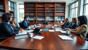 Discussing legal strategies at https://www.steinhardtlawfirm.com in a sophisticated office.