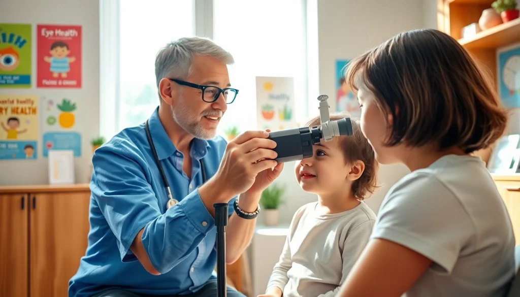 Our Children's Vision highlights a compassionate eye care professional examining a child's vision.