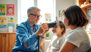 Our Children's Vision highlights a compassionate eye care professional examining a child's vision.