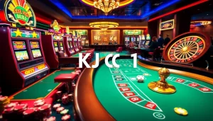 Exciting casino scene showcasing 'KJC AC 1' with vibrant gaming tables.