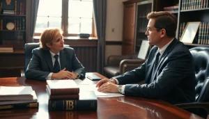 Consulting with a personal injury attorney at southerninjury.com, showcasing professionalism and trust.