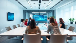 Enhance IT Fredericksburg collaboration in a modern office with diverse team dynamics and technology displays.