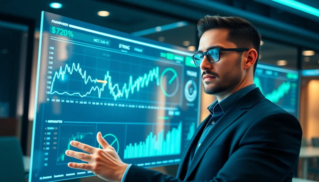 79king fintech dashboard visuals in a modern professional office